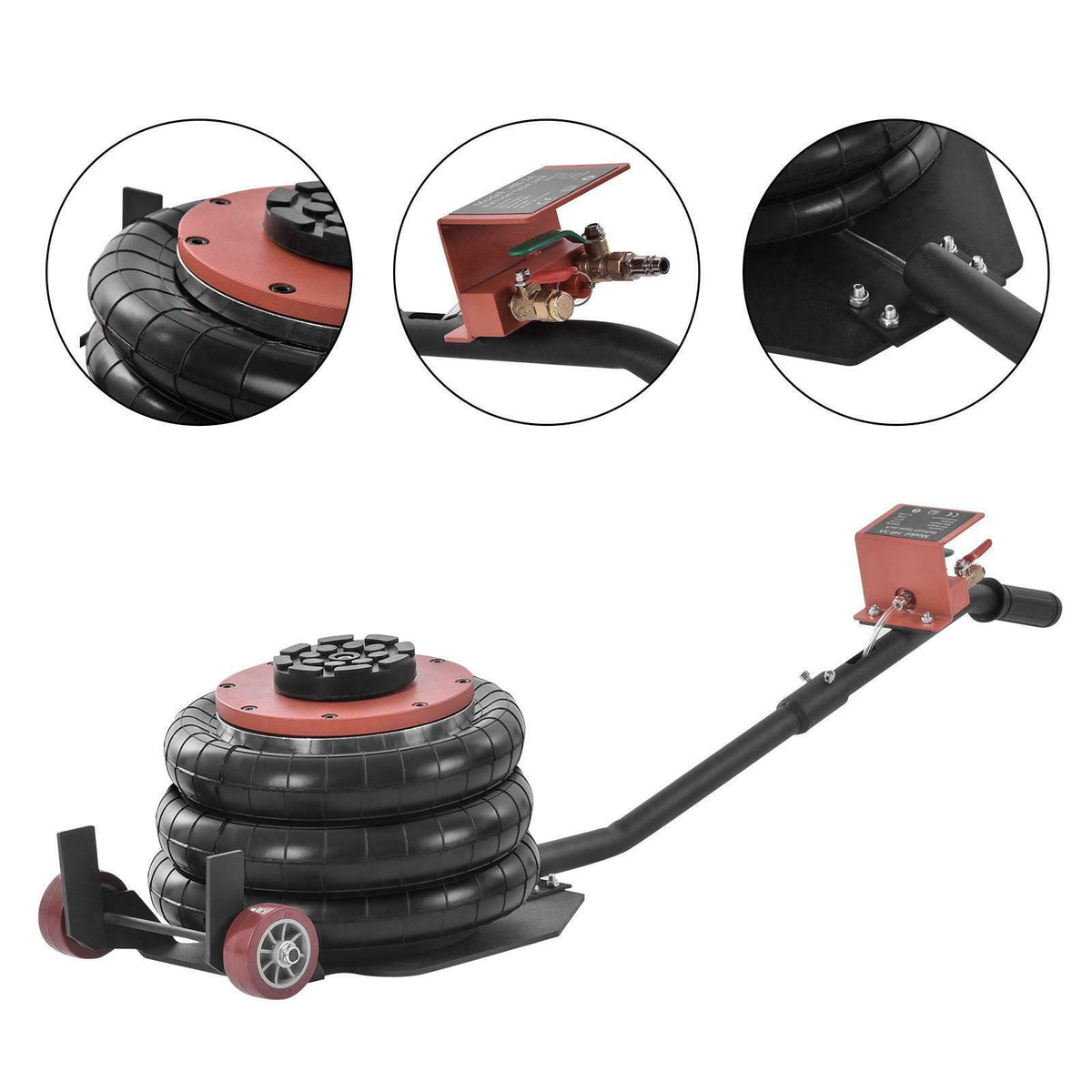 6600lbs/ 3 Ton Triple Bag Air Jack Pneumatic Air Bag Auto Repair Lifting Tool
