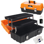 16.5-Inch Tool Box Organizer 3-Layer Multiplication Plastic StoraToolbox with Portable Handle Perfect for Home Office Car Trunk Fishing
