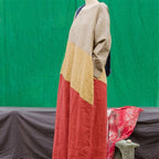 Women Color Block Loose Long Sleeve Casual Maxi Long Sleeve Dress