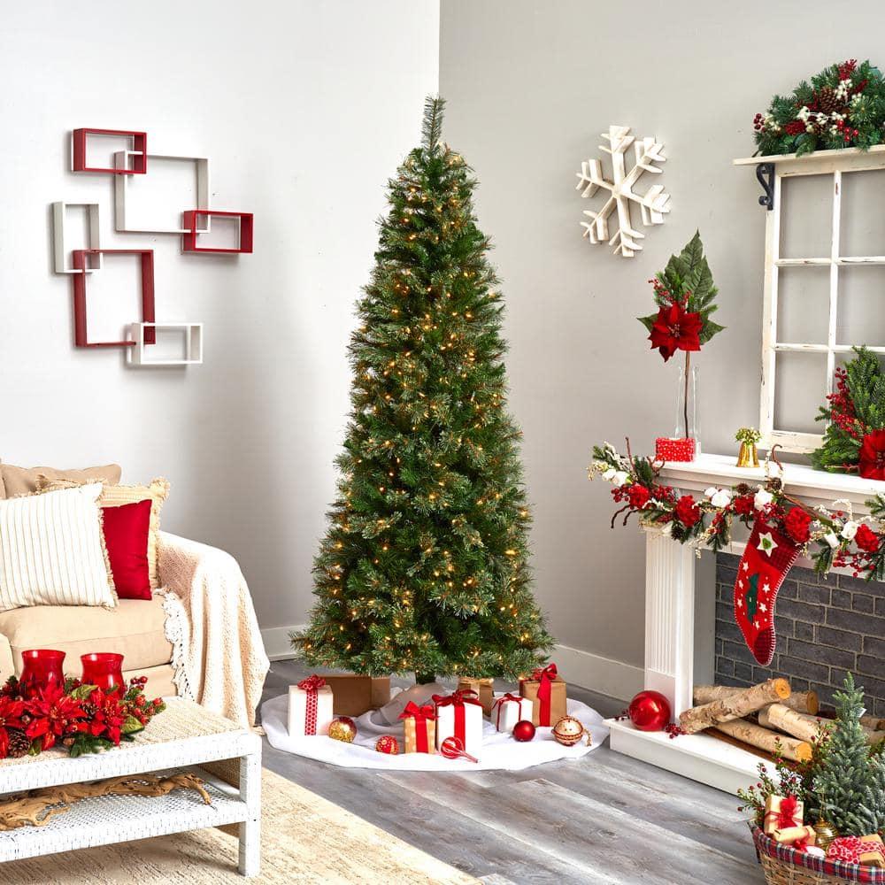 7.5 ft. Cashmere Slim Artificial Christmas Tree with Clear Lights