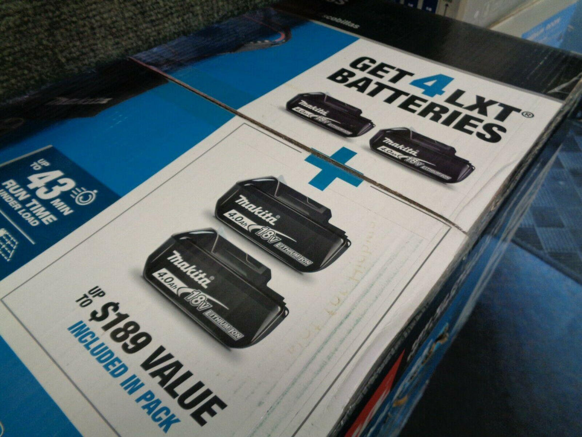 MAKITA 18V LXT BRUSHLESS 18" LAWN MOWER KIT W/4 BATTERIES (NEW) # XML03CM1