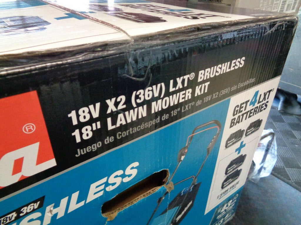 MAKITA 18V LXT BRUSHLESS 18" LAWN MOWER KIT W/4 BATTERIES (NEW) # XML03CM1