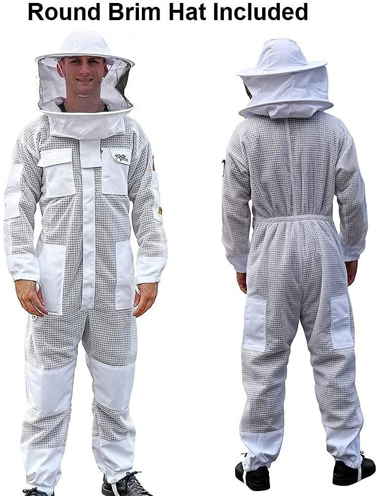 oz armour beekeeping suit ventilated super cool air mesh with fencing &amp; round brim hat (xx-large)