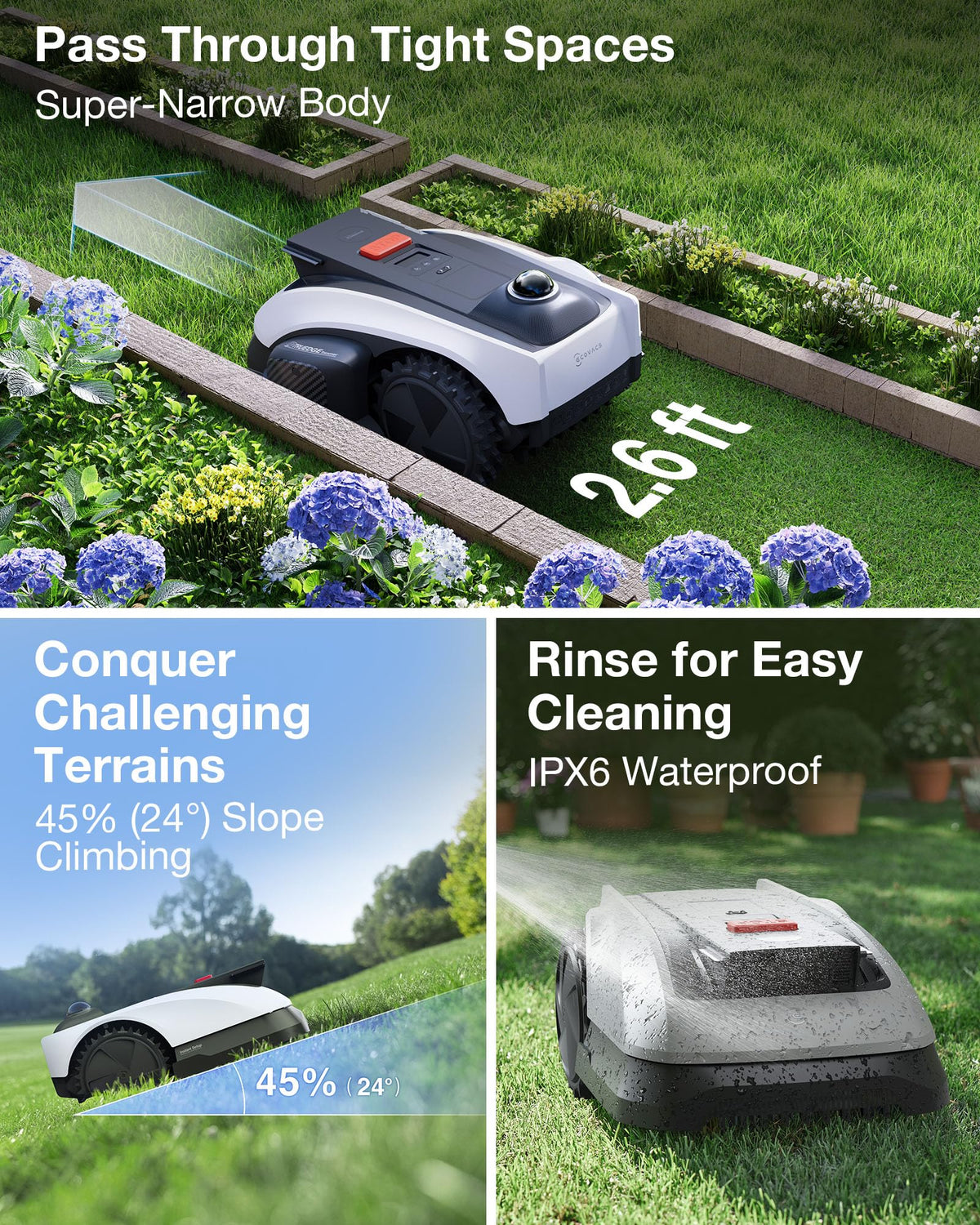 Goat O1000 LiDAR PRO Robot Lawn Mower, Wire-Robotic Lawn Mower with Dual-LiDAR Navigation, -in EdTrimming, AI Obstacle Avoidance, App Control, for Lawns Up to 1/4 Acre