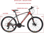 LASBAK Road Bike 24 Speed Dual Disc Brake 26 Inches 700C Lightweight Aluminum Frame Road Bicycle Red Mountain Bike for Men and Women