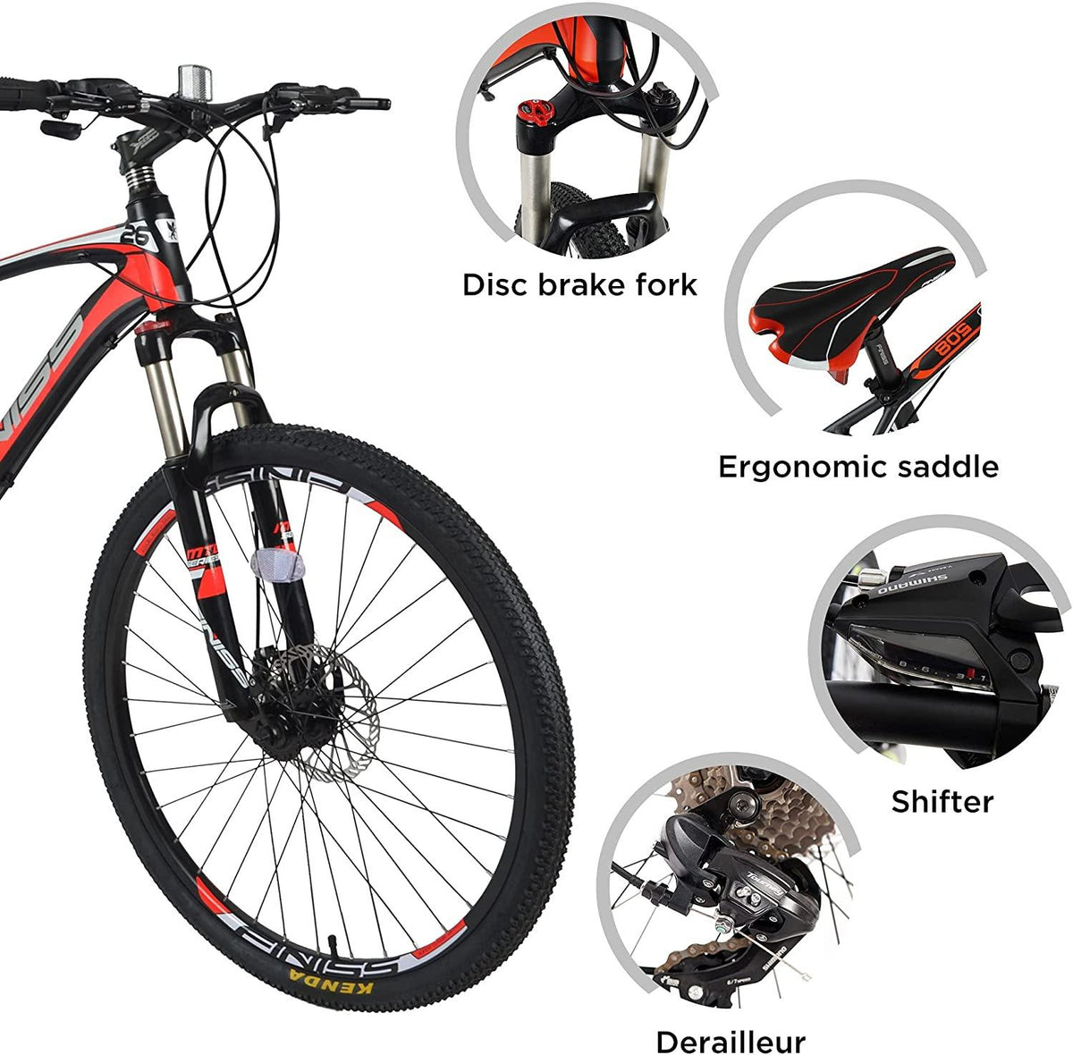 LASBAK Road Bike 24 Speed Dual Disc Brake 26 Inches 700C Lightweight Aluminum Frame Road Bicycle Red Mountain Bike for Men and Women