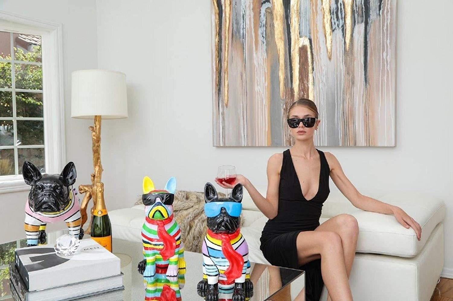 Interior Illusions Plus ii00403 Stripe Dog with Black Glasses, Multi
