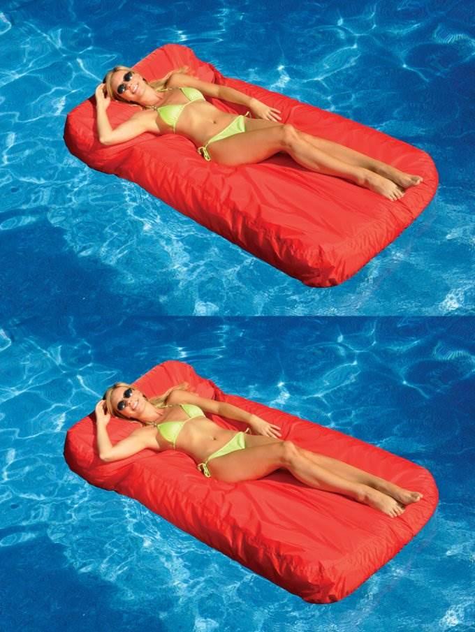 Swimline Solstice 15030R SunSoft Swimming Pool Inflatable Fabric Loungers Red, 2