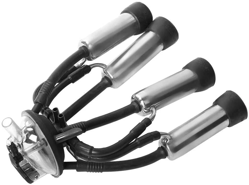 milking cluster, 240cc stainless steel rubber thick cow milking cluster with a hook, tough strong structure cow milk collector, smooth milk cup set for vacuum pump milking machine