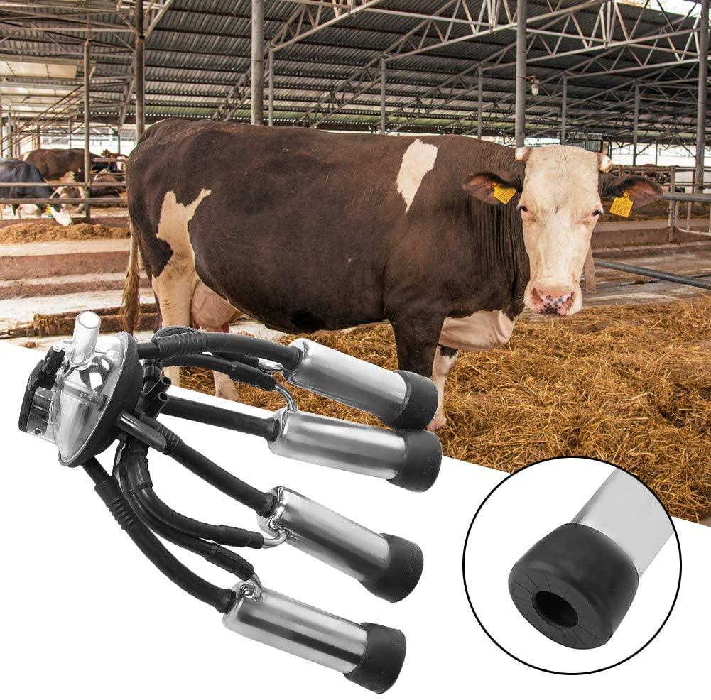milking cluster, 240cc stainless steel rubber thick cow milking cluster with a hook, tough strong structure cow milk collector, smooth milk cup set for vacuum pump milking machine