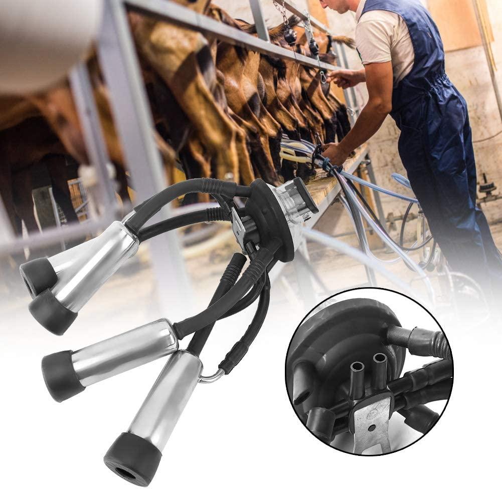 milking cluster, 240cc stainless steel rubber thick cow milking cluster with a hook, tough strong structure cow milk collector, smooth milk cup set for vacuum pump milking machine
