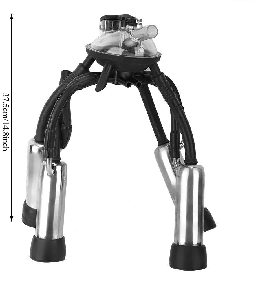 milking cluster, 240cc stainless steel rubber thick cow milking cluster with a hook, tough strong structure cow milk collector, smooth milk cup set for vacuum pump milking machine