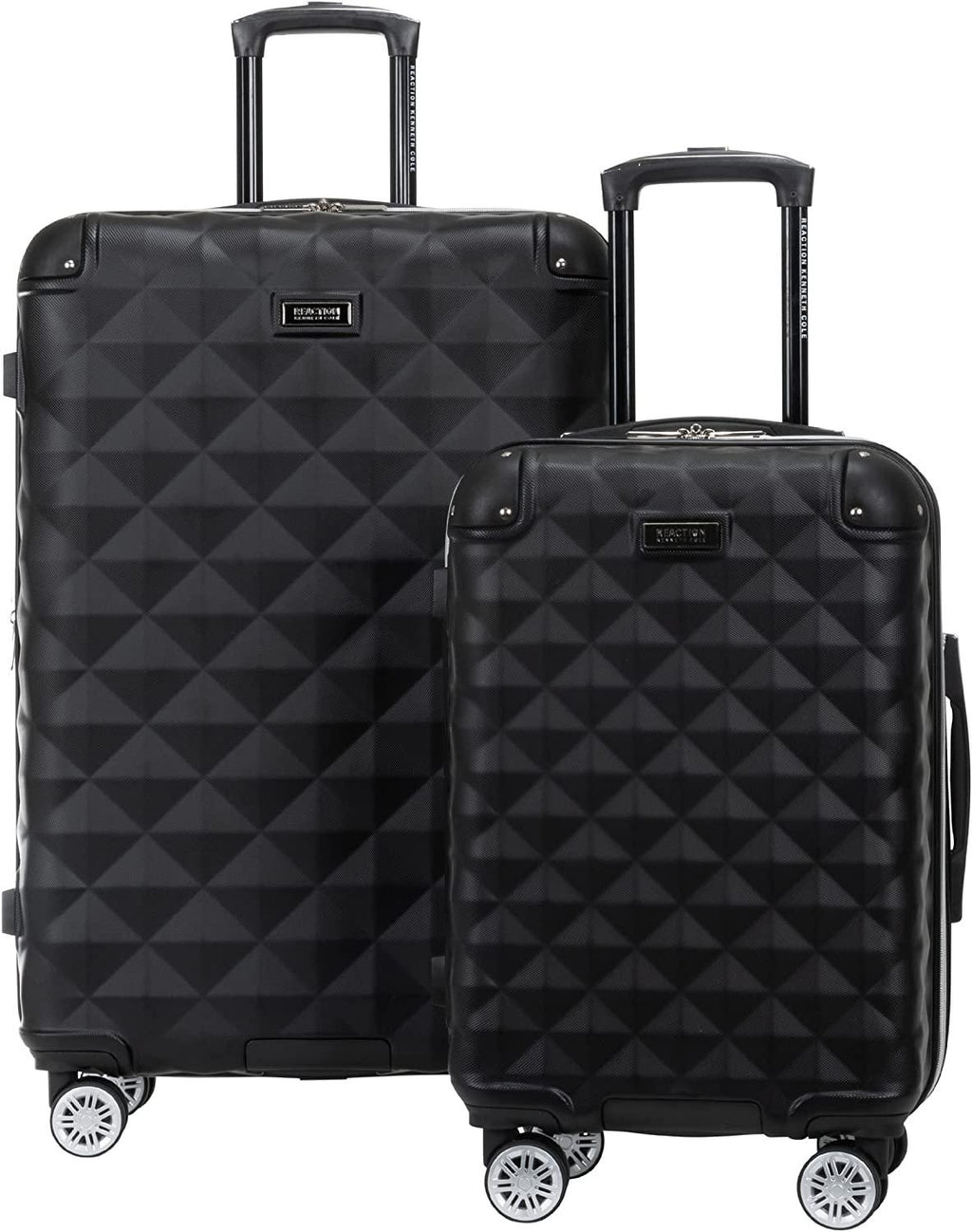 Diamond Tower Luggage Collection Lightweight Hardside Expandable 8-Wheel Spinner Travel Suitcase, Black, 2-Piece Set (20" &amp; 28")