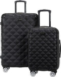 Diamond Tower Luggage Collection Lightweight Hardside Expandable 8-Wheel Spinner Travel Suitcase, Black, 2-Piece Set (20" &amp; 28")