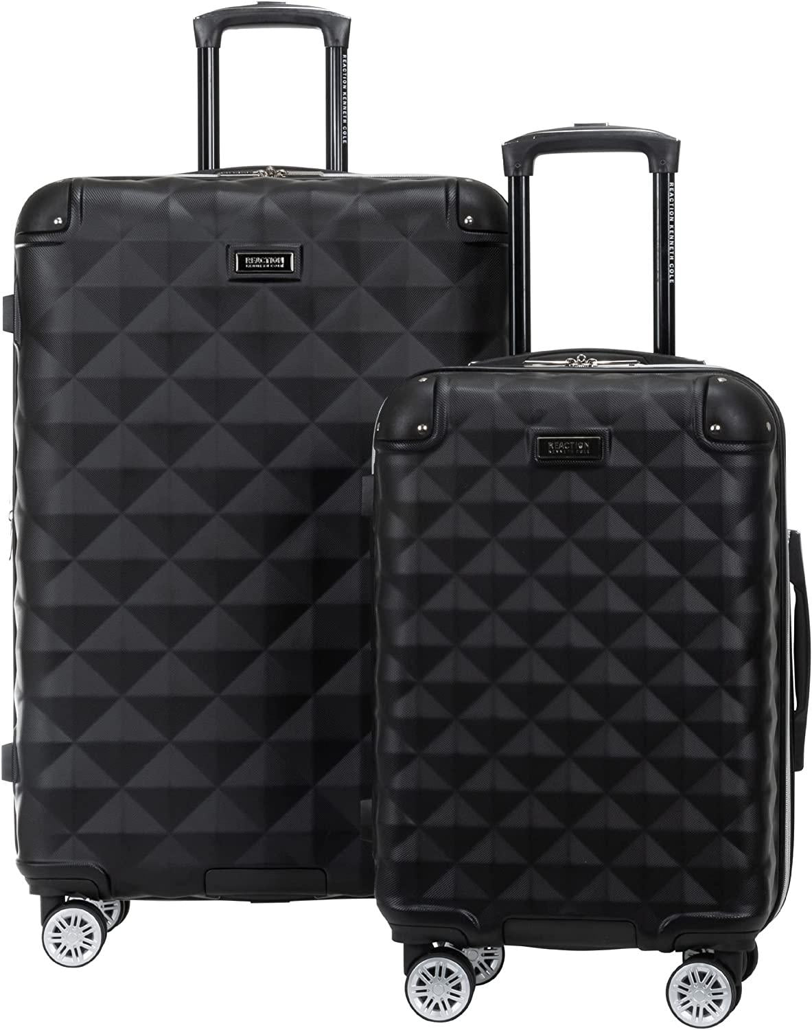 Diamond Tower Luggage Collection Lightweight Hardside Expandable 8-Wheel Spinner Travel Suitcase, Black, 2-Piece Set (20" &amp; 28")