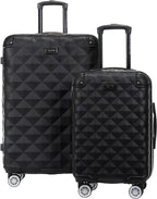 Diamond Tower Luggage Collection Lightweight Hardside Expandable 8-Wheel Spinner Travel Suitcase, Black, 2-Piece Set (20" &amp; 28")