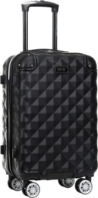 Diamond Tower Luggage Collection Lightweight Hardside Expandable 8-Wheel Spinner Travel Suitcase, Black, 2-Piece Set (20" &amp; 28")