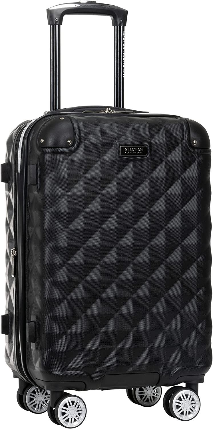Diamond Tower Luggage Collection Lightweight Hardside Expandable 8-Wheel Spinner Travel Suitcase, Black, 2-Piece Set (20" &amp; 28")