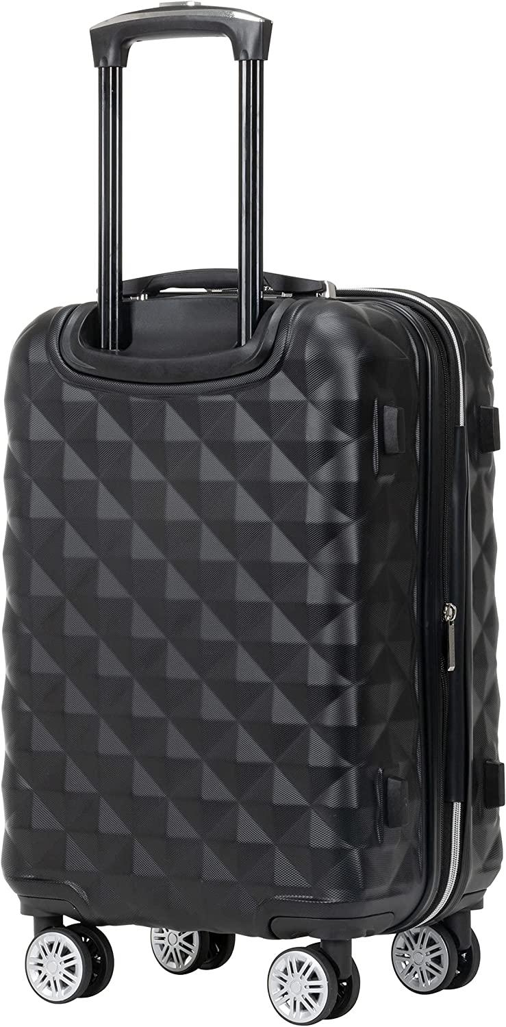 Diamond Tower Luggage Collection Lightweight Hardside Expandable 8-Wheel Spinner Travel Suitcase, Black, 2-Piece Set (20" &amp; 28")