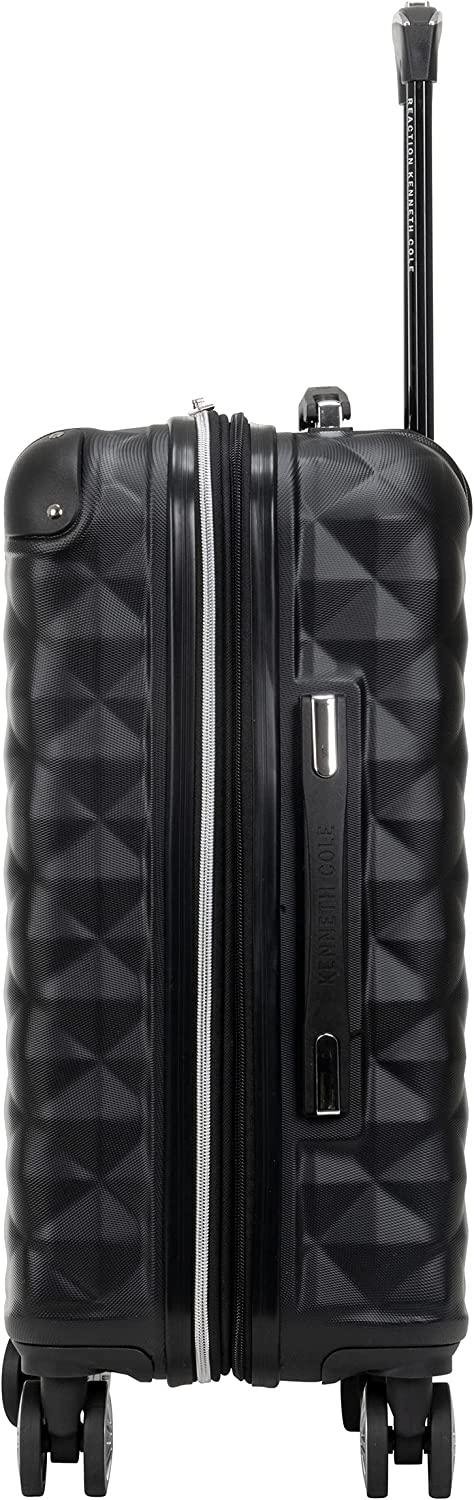 Diamond Tower Luggage Collection Lightweight Hardside Expandable 8-Wheel Spinner Travel Suitcase, Black, 2-Piece Set (20" &amp; 28")