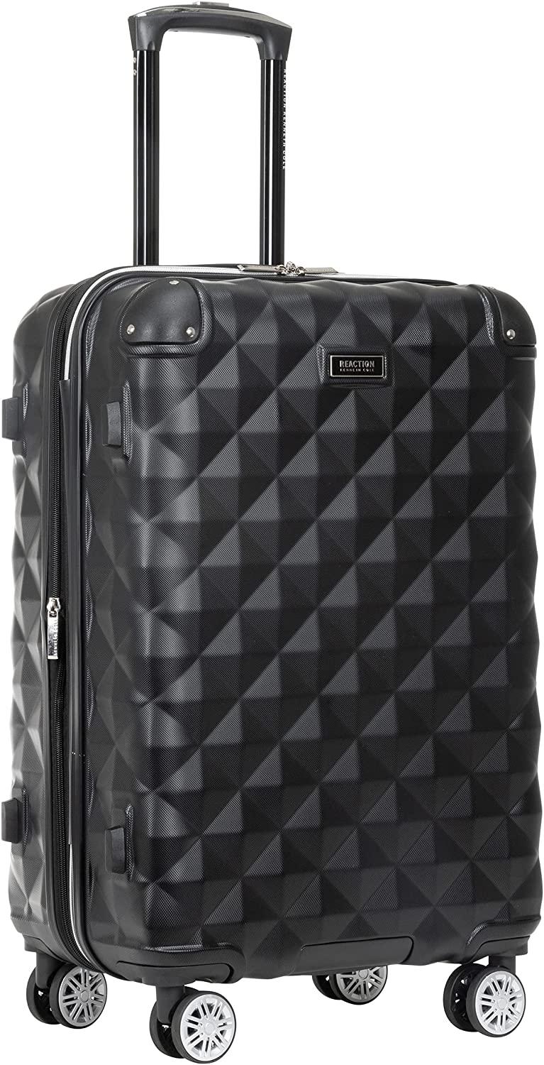 Diamond Tower Luggage Collection Lightweight Hardside Expandable 8-Wheel Spinner Travel Suitcase, Black, 2-Piece Set (20" &amp; 28")