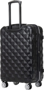 Diamond Tower Luggage Collection Lightweight Hardside Expandable 8-Wheel Spinner Travel Suitcase, Black, 2-Piece Set (20" &amp; 28")