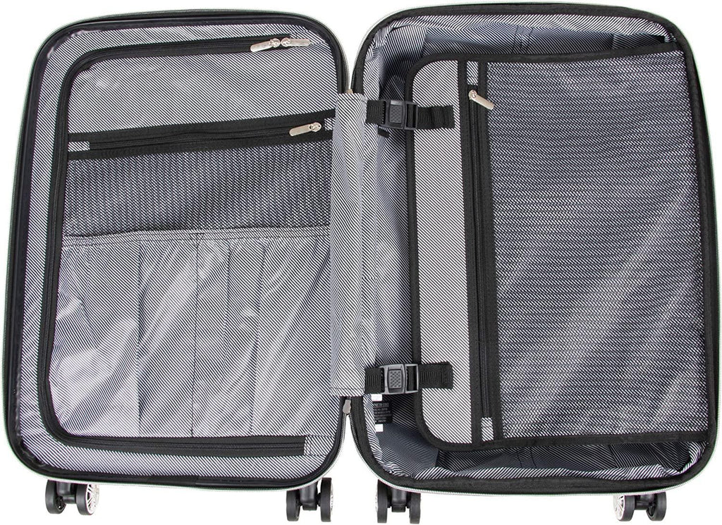 Diamond Tower Luggage Collection Lightweight Hardside Expandable 8-Wheel Spinner Travel Suitcase, Black, 2-Piece Set (20" &amp; 28")