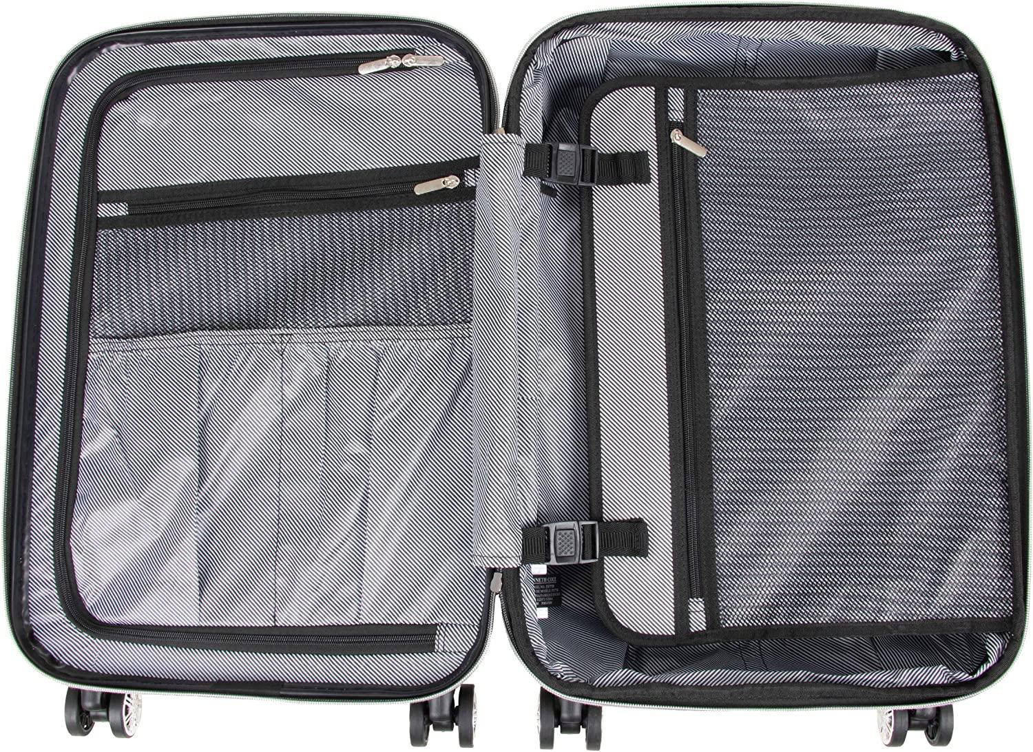 Diamond Tower Luggage Collection Lightweight Hardside Expandable 8-Wheel Spinner Travel Suitcase, Black, 2-Piece Set (20" &amp; 28")