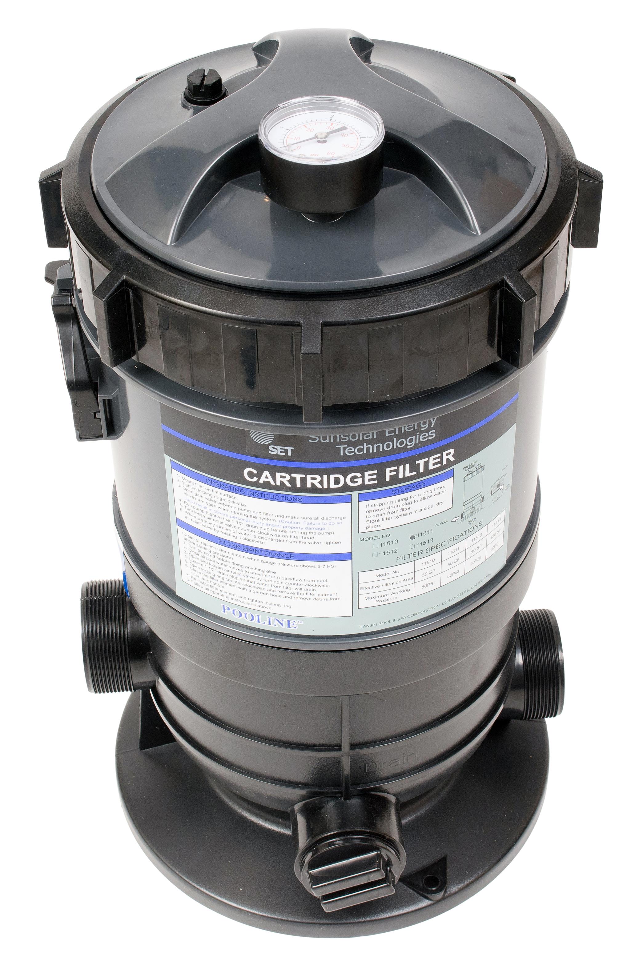 cartridge filter system with pressure gauge for swimming pools 60sf