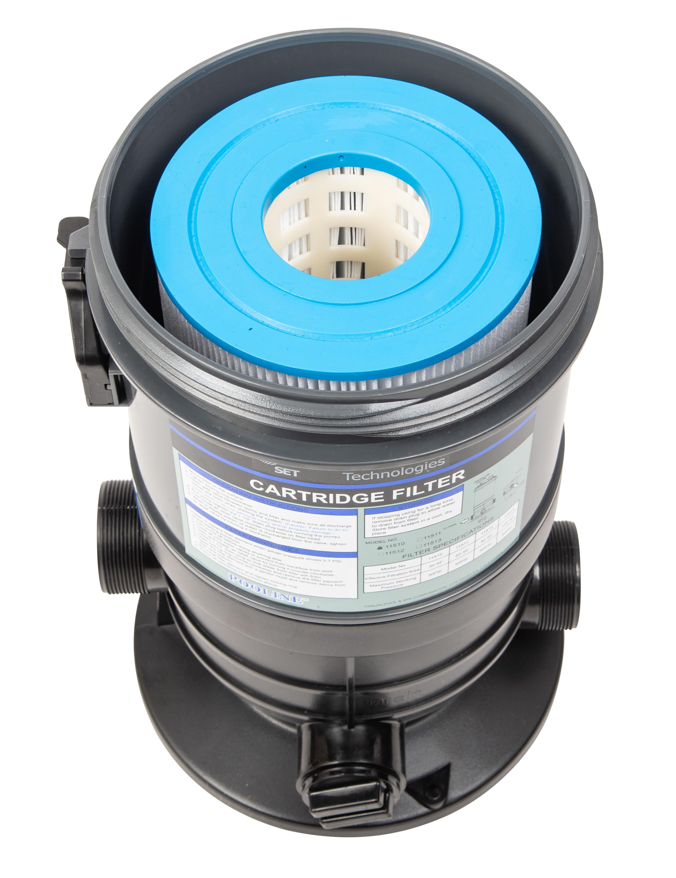 cartridge filter system with pressure gauge for swimming pools 60sf