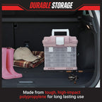 Portable Tool Box - Small Parts Organizer with Drawers and Customizable Compartments for Hardware, Fishing Tackle, Beads, or Crafts by  (Pink)