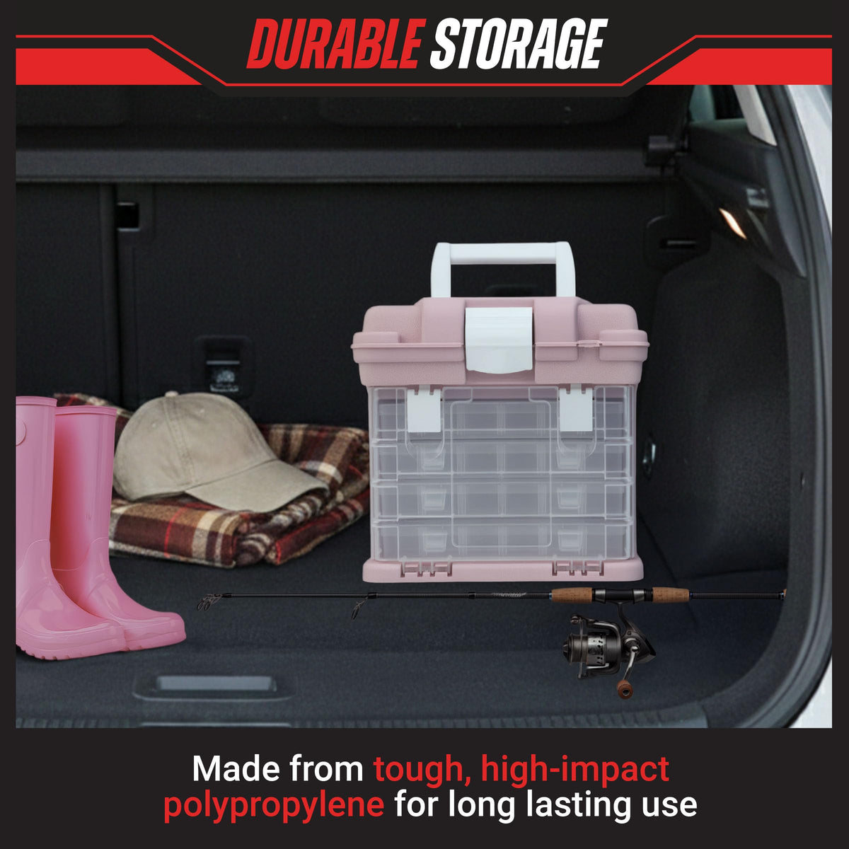 Portable Tool Box - Small Parts Organizer with Drawers and Customizable Compartments for Hardware, Fishing Tackle, Beads, or Crafts by  (Pink)