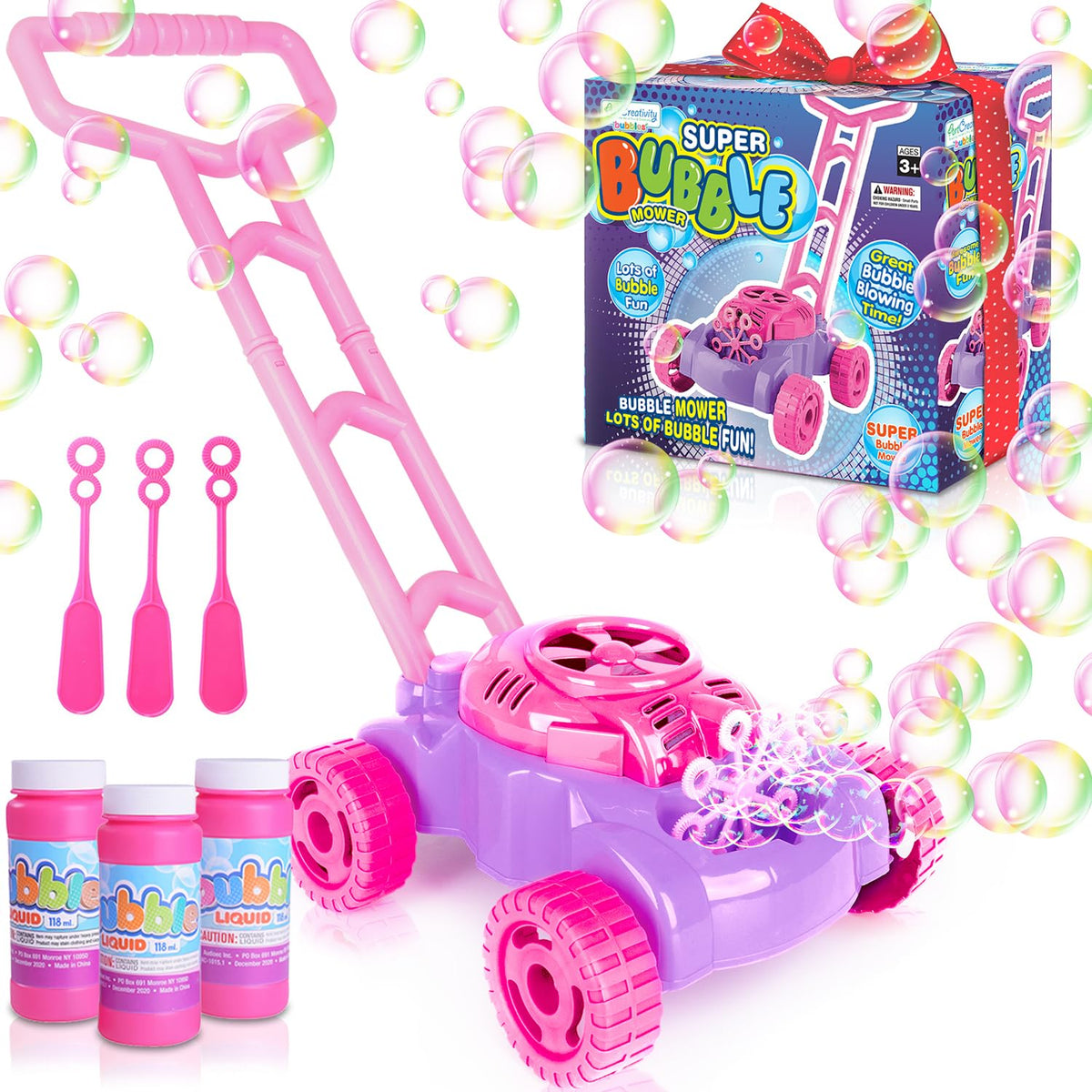 Bubble Lawn Mower for Toddlers 1-3, Bubble Machine for 1-Year-Old Girl Gifts, Toddler Outdoor Toys for 2-Year-Old Girl Birthday Gift, Push Summer Gardening Toys for Toddlers A1 2 3 +