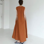Loose Cotton Linen Sleeveless Long Dress