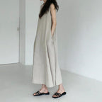 Loose Cotton Linen Sleeveless Long Dress