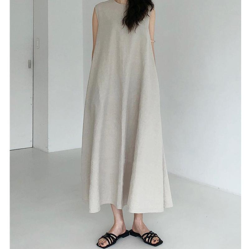 Loose Cotton Linen Sleeveless Long Dress