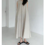 Loose Cotton Linen Sleeveless Long Dress