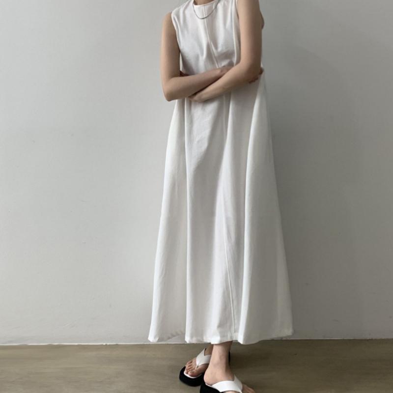 Loose Cotton Linen Sleeveless Long Dress