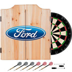 Oval Wood Finish Dart Cabinet Set