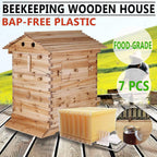 wuyule 7pcs auto beehive frame comb wooden beehive house, automatic honey flow hive beehive frames kit, beehives and supplies starter kit for beekeepers
