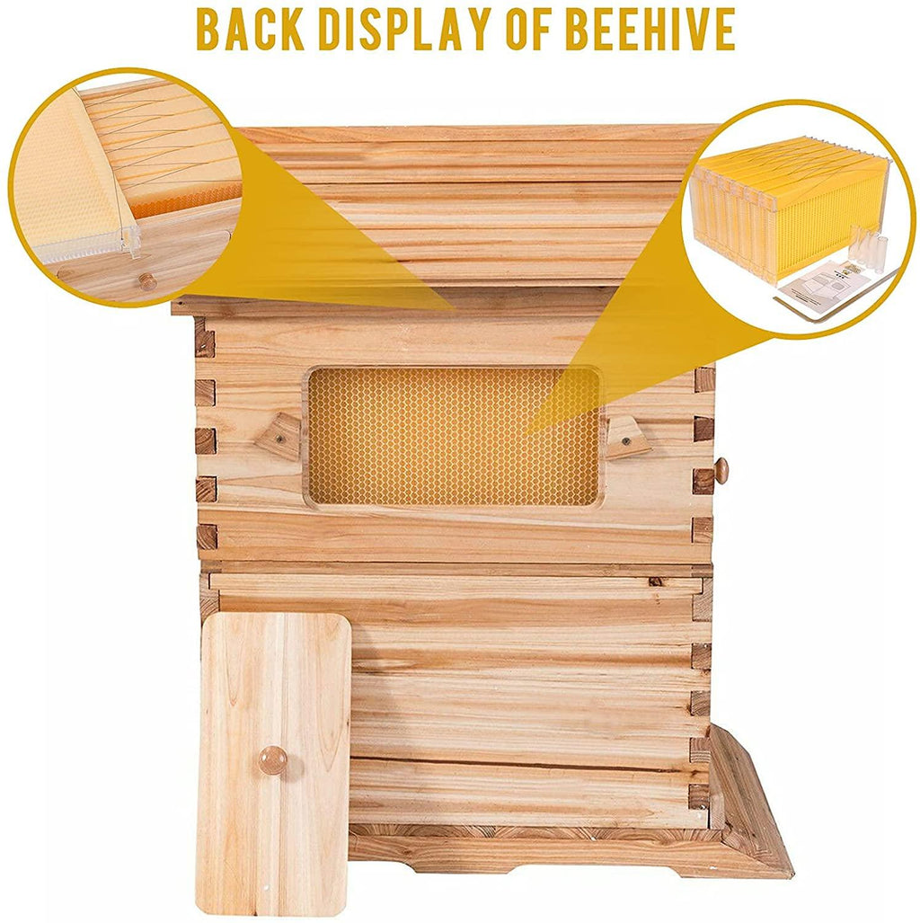 wuyule 7pcs auto beehive frame comb wooden beehive house, automatic honey flow hive beehive frames kit, beehives and supplies starter kit for beekeepers