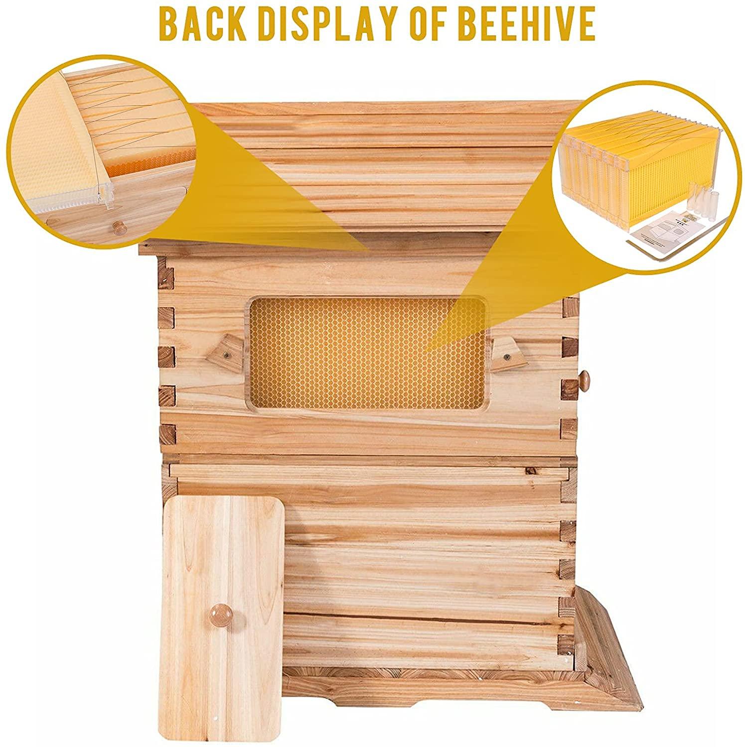 wuyule 7pcs auto beehive frame comb wooden beehive house, automatic honey flow hive beehive frames kit, beehives and supplies starter kit for beekeepers