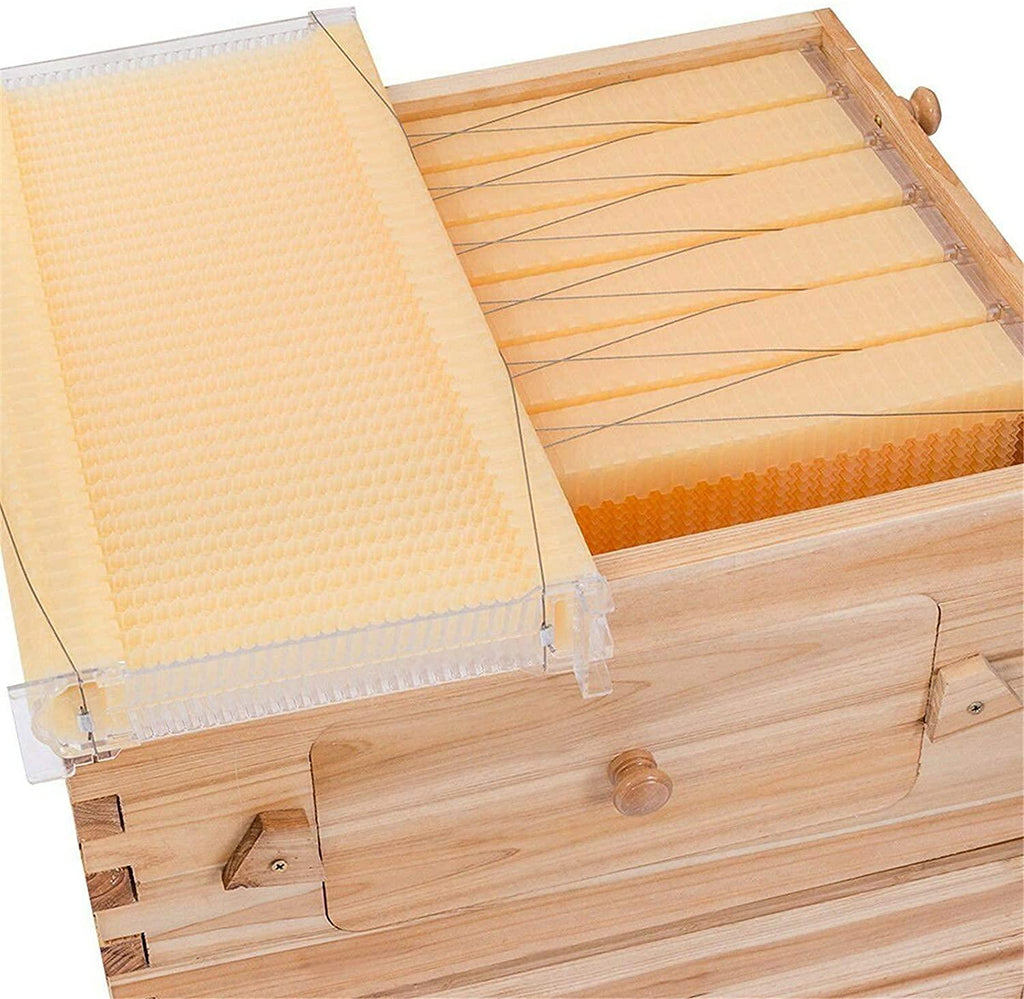 wuyule 7pcs auto beehive frame comb wooden beehive house, automatic honey flow hive beehive frames kit, beehives and supplies starter kit for beekeepers
