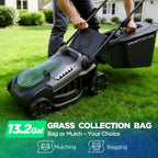 16" Electric Lawn Mower, 40V Cordless Lawn Mower with 2x5.0Ah Batteries &amp; Charger, Brushless Motor, 2-in-1 Mulching &amp; Bagging, 6-Position Height Adjustment, for Small to Medium Yards
