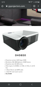 brand new! 8k tv projector, uhd motorized projection screen and 1 800w soundbar