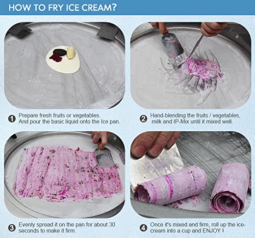 Commercial ETL Certificate 21"x21" Single Square Pan Roll Ice Cream Machine, Thai Stir  Frozen Yogurt Fried Ice Cream Machine, Fry Ice Cream Roll Machine, Auto Defrost