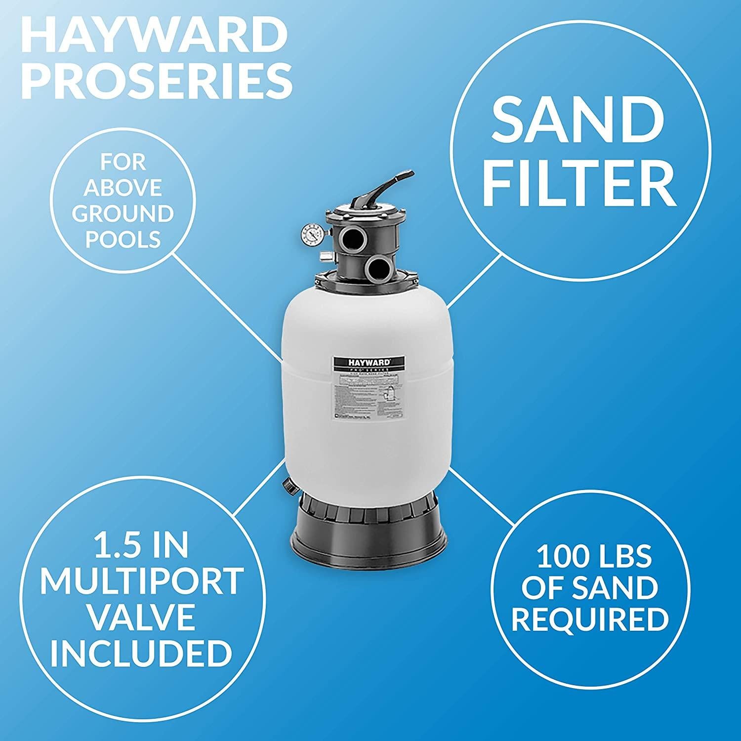 hayward w3s166t1580s above ground pool pro series 1hp sand filter pump system