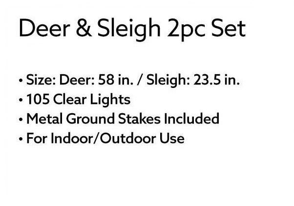 Deer &amp; Sleigh 2-Piece LED Decor Set