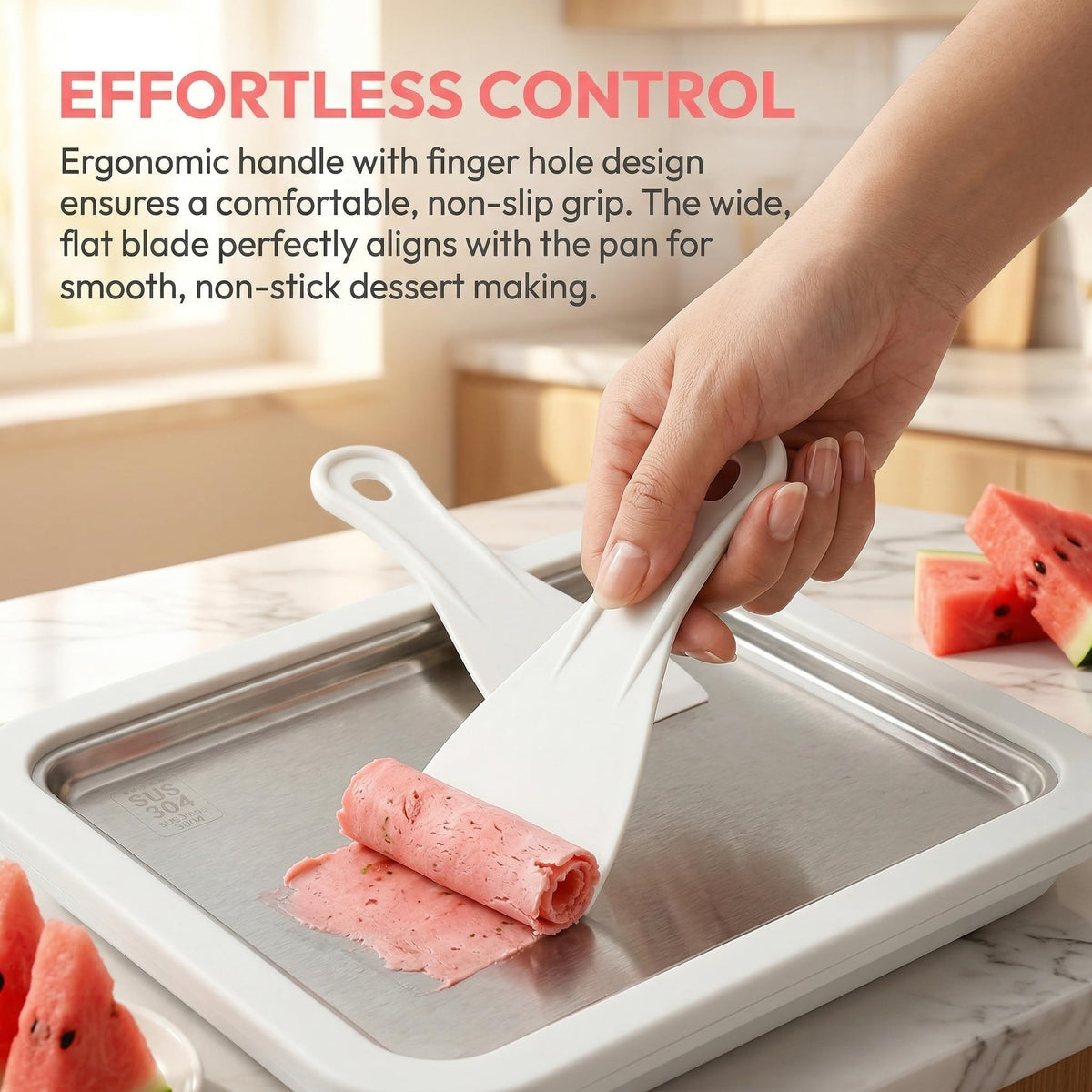 Ice Cream Maker, Rolled Ice Cream Maker, Soft Serve Ice Cream Maker – Perfect for Ice Cream, Frozen Yogurt & More! Food-Grade  Steel Ice Cream Roll Machine for Home Use (White)