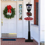 71 in. Black Christmas Musical Snowy Street Lamp with Christmas Scene, 2 Signs, Cascading Snow and Holiday Songs